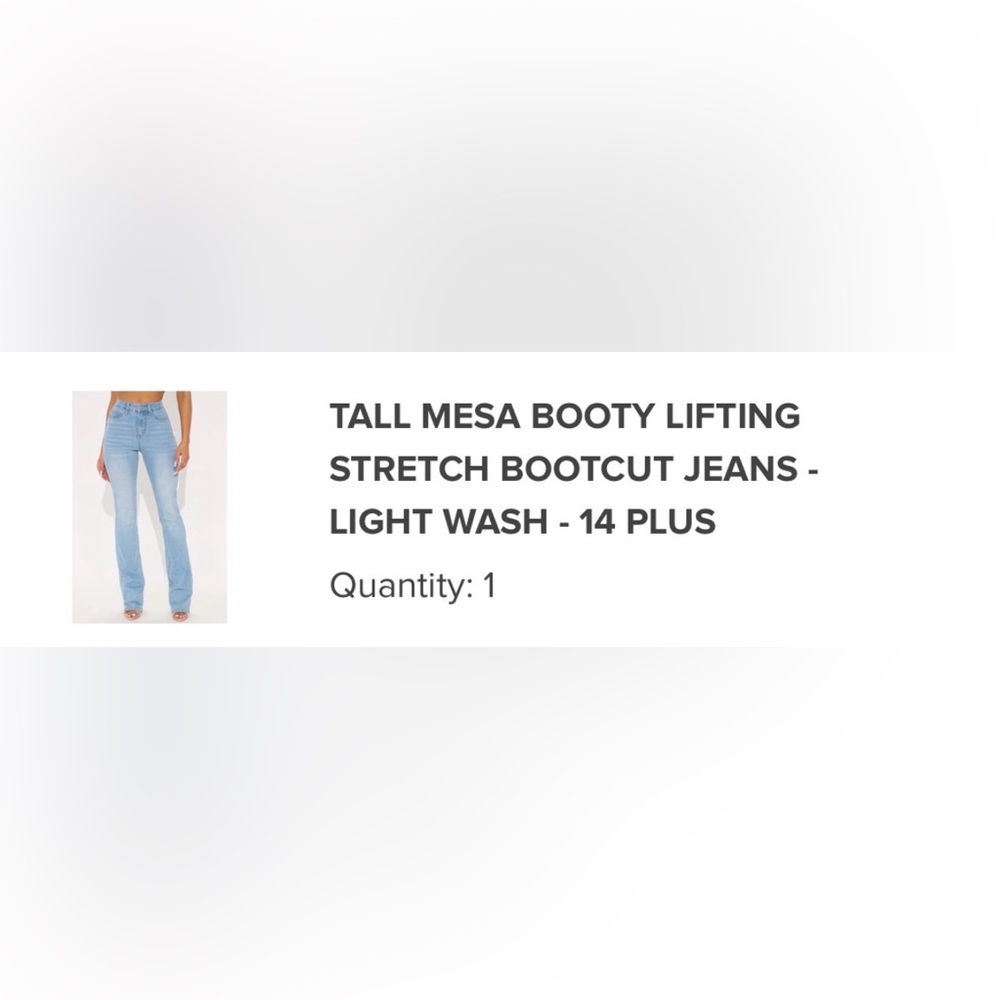 Fashion nova tall Mesa Booty Stretch Bootcut jeans